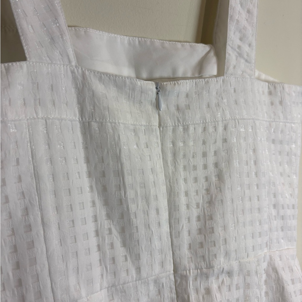 Amanda Uprichard Annalise Gingham Organza Mini Dress in White Size Medium - Picture 7 of 9